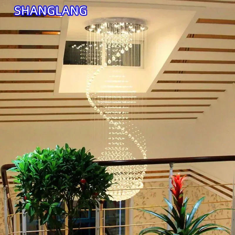 suspension lumineuse moderne cristal transparentes structure métallique grande taille facile certifiée flux lumineux élevé