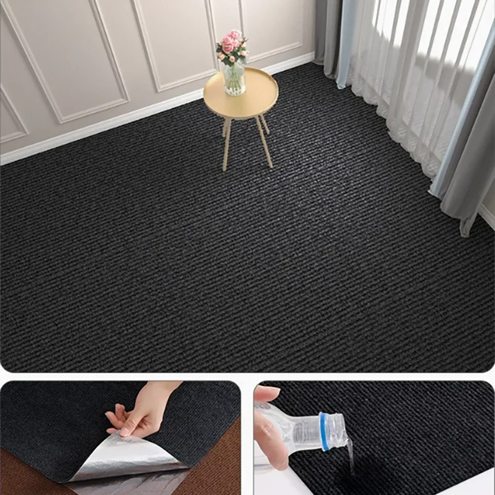 tapis gris foncé texture tissée moderne antidérapant pvc lavable intérieur cuisine salle bain portehôtel