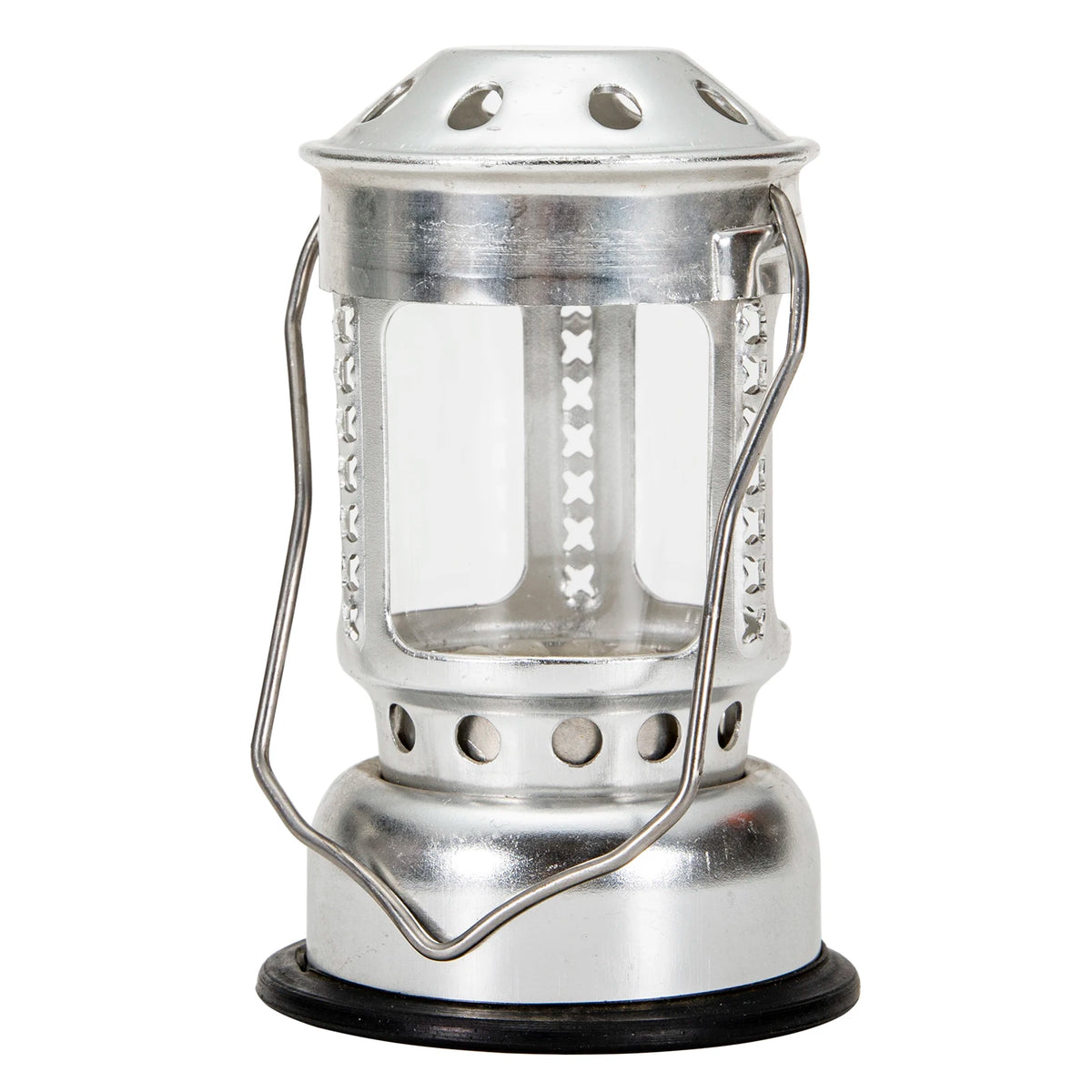Lanterne à bougie portable en alliage aluminium couleur rouge éclairant une soirée en extérieur