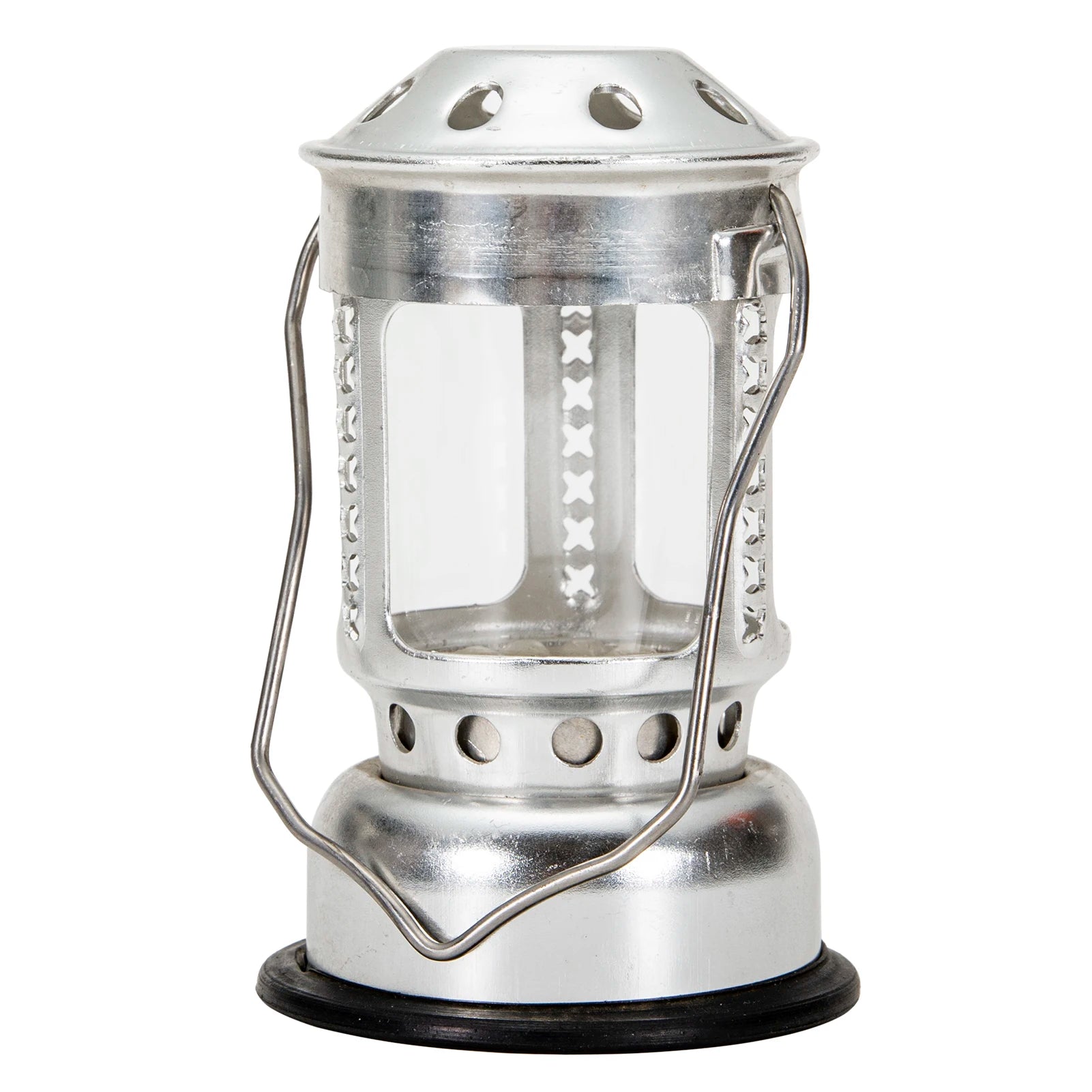 Lanterne à bougie portable en alliage aluminium couleur rouge éclairant une soirée en extérieur