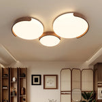 lampe moderne blanc bois naturel rond sans ombre semi encastré led dimmable
