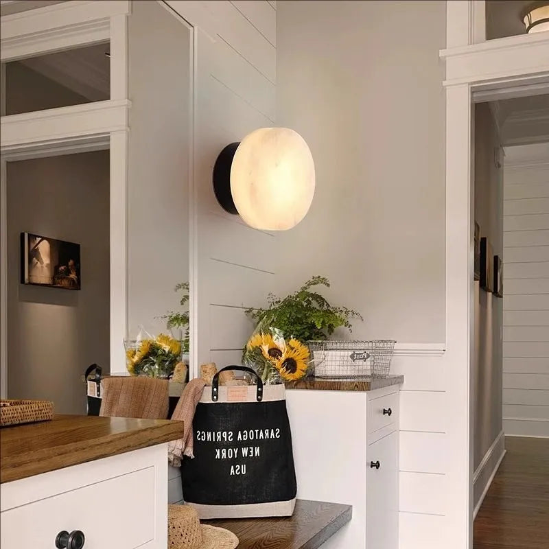 lampe murale moderne marbre blanc minimaliste éclairage quotidien deux led fixée mur entrée couloir