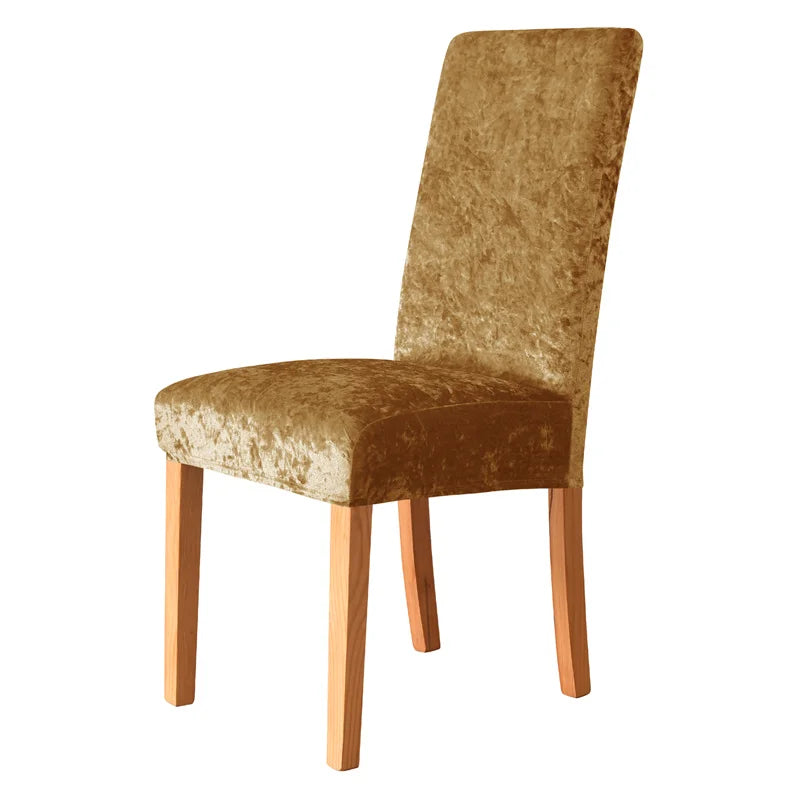 couverture chaise salle manger velours moderne beige clair antidérapante élasthanne polyester