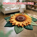 tapis fleur tournesol jaune vert moderne 60x60cm polyester antidérapant salon chambre