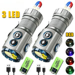 lampe torche rechargeable led rgb argenté noir jaune texturée moderne aimant mode lumière variable