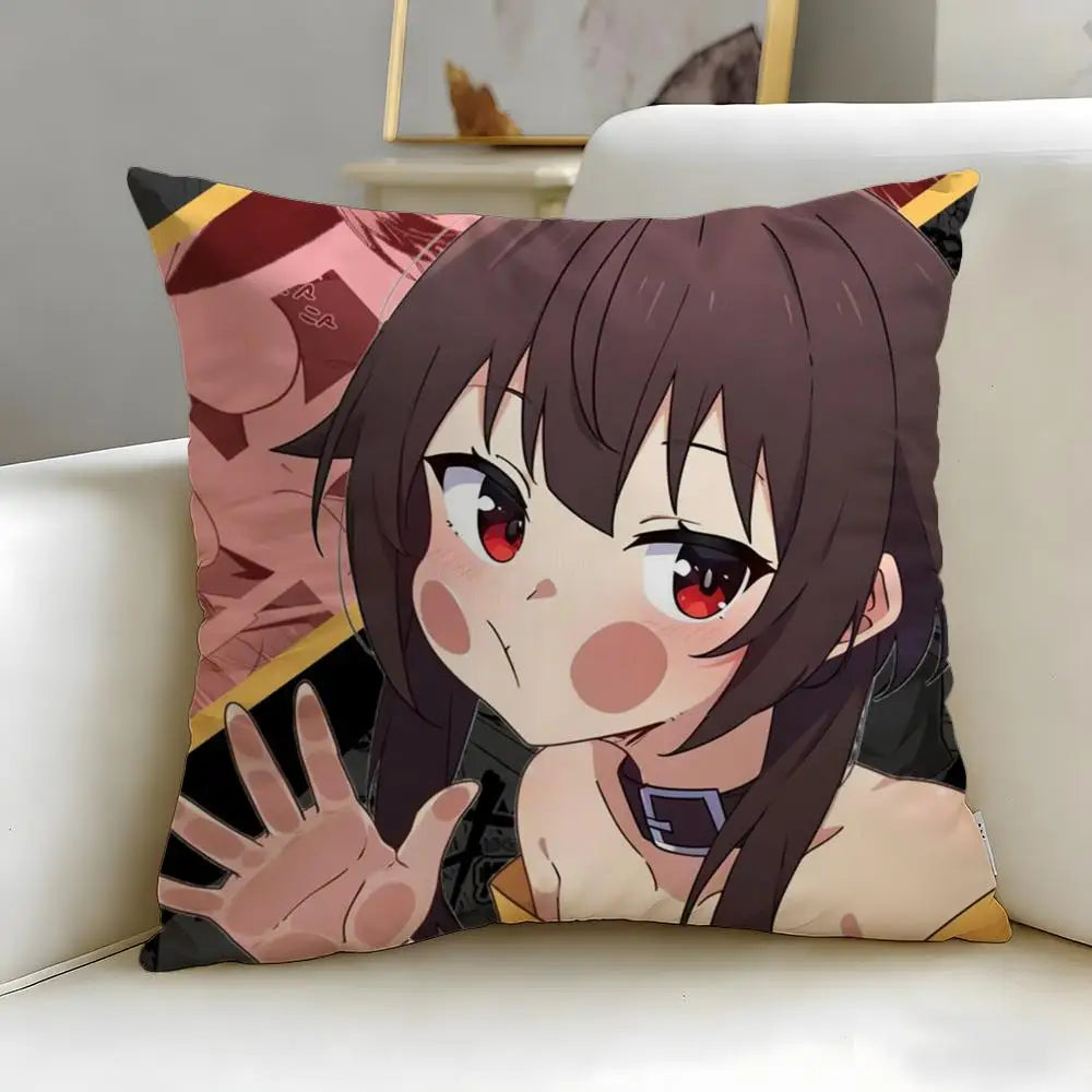 coussin anime sorcière rouge jaune noir illustration géométrique zip 45x45cm facile laver