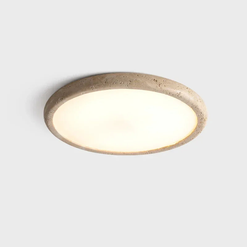 lampe moderne minimaliste verre pierre texture granulaire beige gris clair opacité neutre lumière