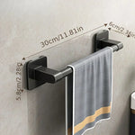porte serviettes mural adhésif noir alliage aluminium poli industriel salle bain 30 40 50cm