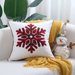 taies d'oreiller square rouge blanches flocons merry christmas coton polyester décoration lit sans rembourrage