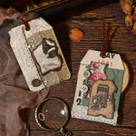 autocollants vintage étiquettes décoratives motifs floraux rubans boutons blanc marron beige instruments musicaux