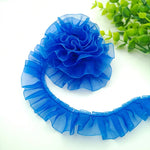 ruban plissé polyester nylon largeur 25mm dentelle organza écologique élastique soluble eau bleu rose
