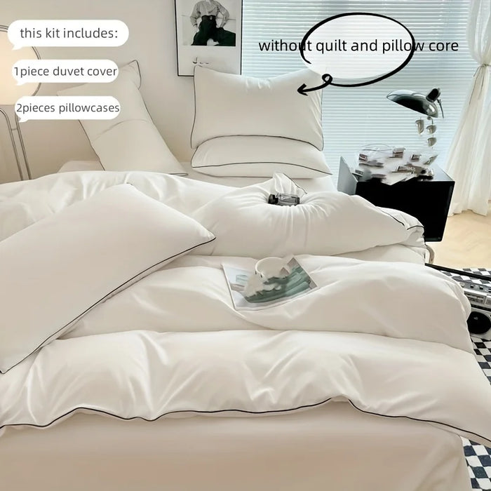 Parure de lit 3 pièces grise avec housse de couette et taies d'oreiller