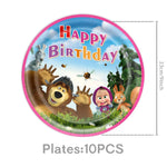 ensemble vaisselle jetable masha ours assiettes gobelets serviettes anniversaire enfant cartoon