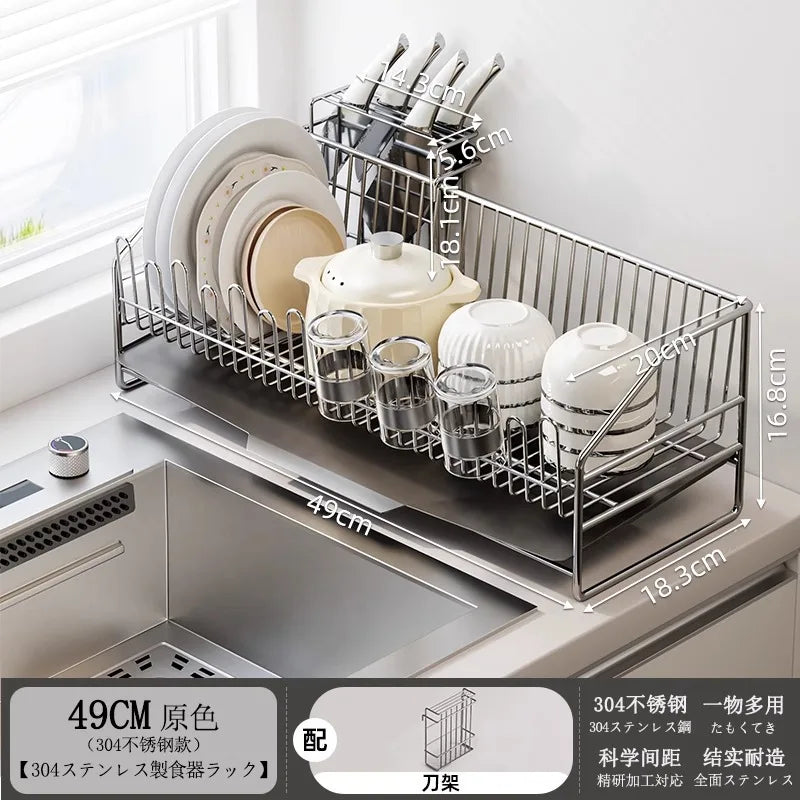 égouttoir vaisselle acier inoxydable moderne assiettes tasses cuillères couverts support cuisine respectueux environnement multifonctionnel