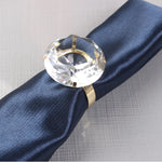 anneau serviette moderne élégant bleu marine doré transparent facets brillantes métal
