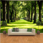 tapisserie paysage forêt adhésif vert clair moderne décoration chambre salon lint free colorfast