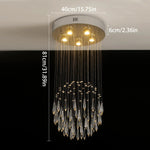 lustre cristal suspendu moderne argenté gouttes transparentes salon salle manger luxe