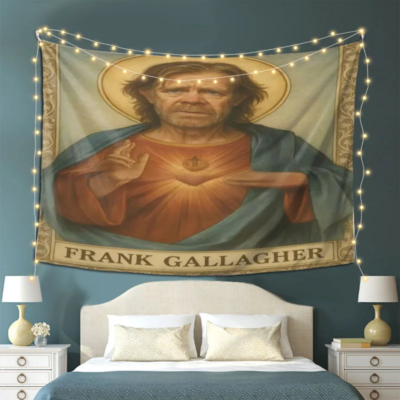 tapisserie murale portrait frank gallagher vert orange moderne décoration chambre coucher lit personnalisée