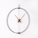 horloge murale moderne minimaliste aiguille bois métal noir marron argenté doré salon