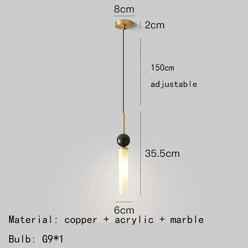 lampe suspendue moderne sphère noire tube blanc doré led salon chambre