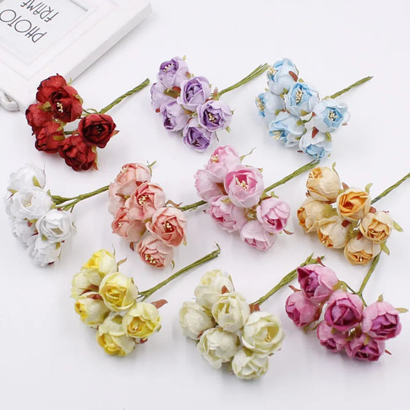 bouquet fleurs artificielles roses velours mariage scrapbooking décoration vintage romantique rouge blanc violet