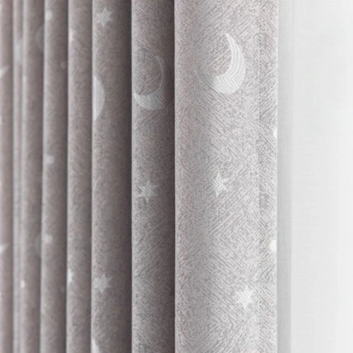 rideau occultant bleu gris rose motif lune étoile moderne intérieur doux polyester décoration