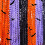 rideau décoratif halloween orange violet noir rayures chauves souris araignées adhésif opacité festif