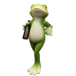 statuette grenouille verte humoristique transparente jardin balcon vertes blanches marron posant bouteille verre decorationextérieur