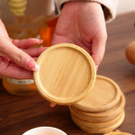 sous tasse ronde bois clair résistante chaleur durable tasse thé décoration table bois