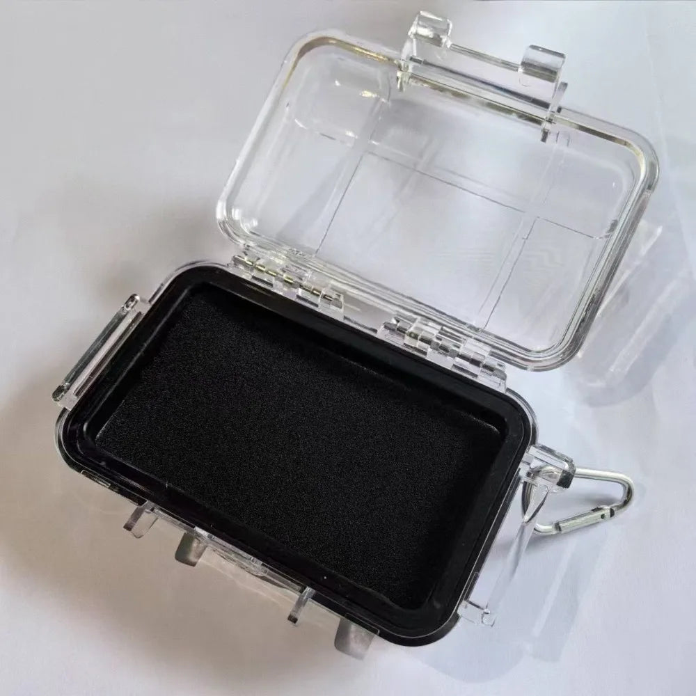boîtes rangement transparentes plastique intérieur noir pratique modernes boucle carabiner tapis bague protection