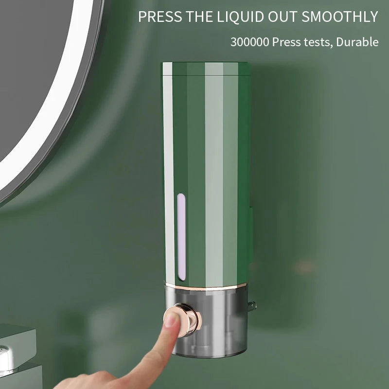 distributeur liquide mural blanc vert moderne 450ml adhésif rond lisse minimaliste