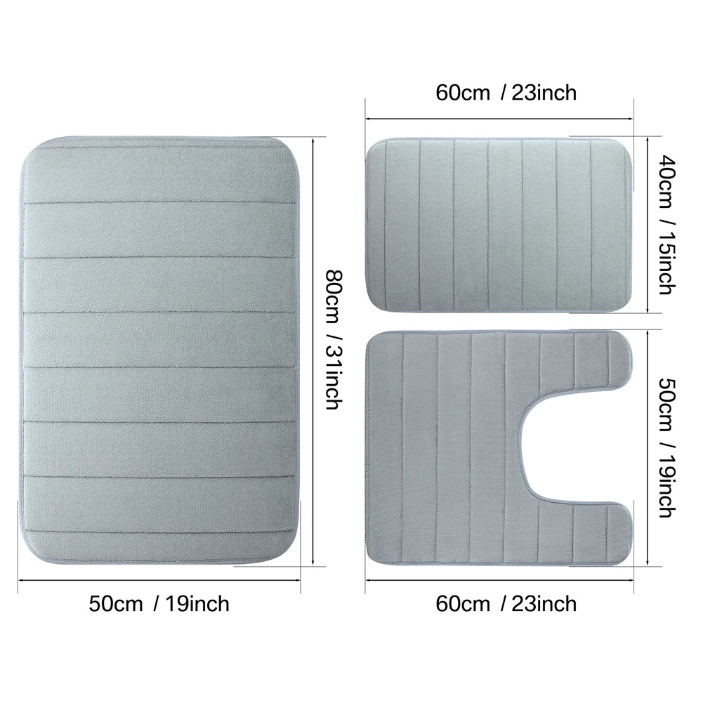 ensemble tapis bain chenille doux absorbant secage rapide motif rayures salle bain