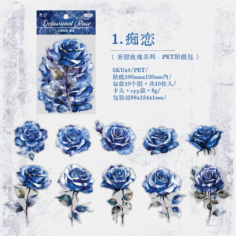 autocollants vintage roses papier ancien papillon adhésifs scrapbooking album journal intime décoratifs opaques 10