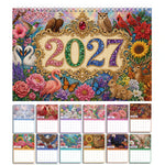 calendrier mural diy peinture diamants ornements personnages fleurs animaux rose vert bleu blanc opaques