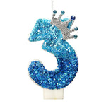 bougies chiffre pailletées bleu clair bleu foncé anniversaire décoration festive números personnalisables