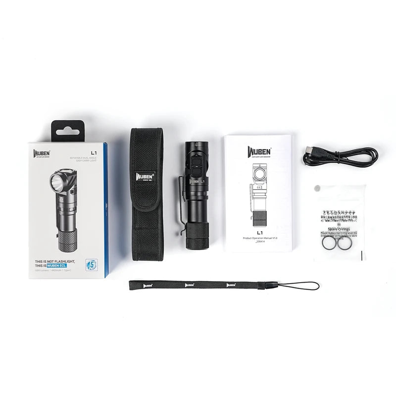 lampe torche rechargeable 2000 lumens led camping randonnée étanche noire