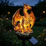 décoration jardin dragon éclairé écailles rocher solaire fantaisie extérieur