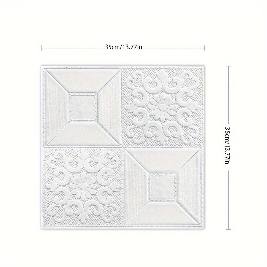 panneaux decoratifs murals blancs motifs floraux modernes resitants humidite stickers adhesifs chambre salon cuisine