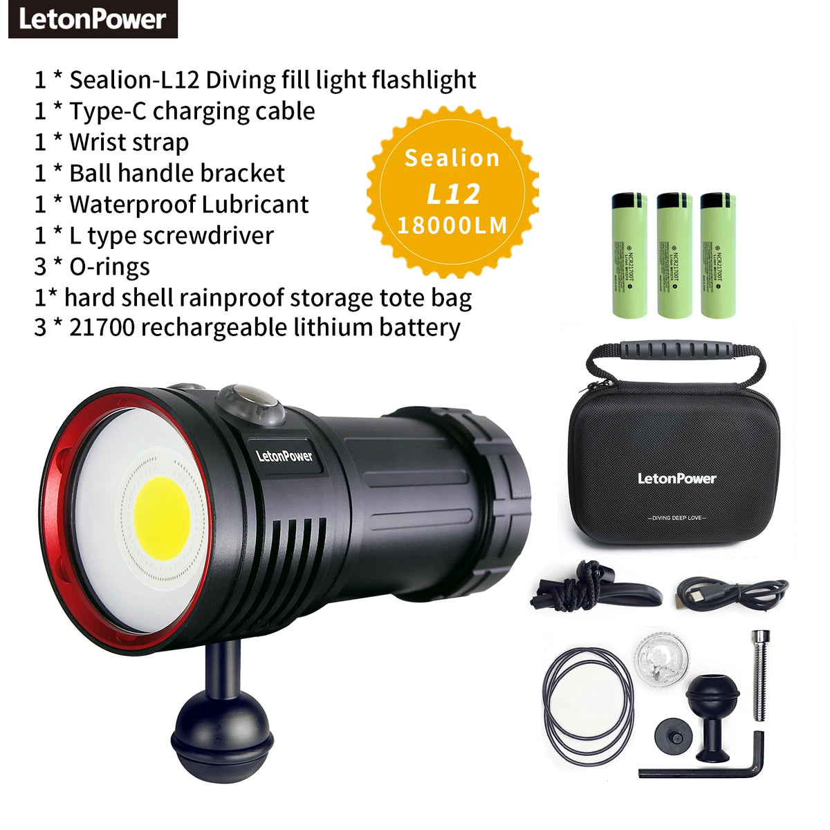 lampe torche sous marine noire led rechargeable étanche ball mount modernisée pointeur laser UV
