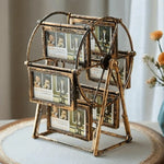 Cadre photo grande roue bronze floral vintage 12 photos rotatif transparent distressé