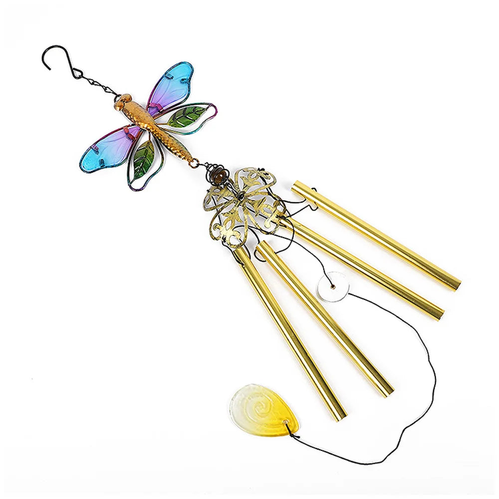 colibris libellules suspendus transparents métal verre peint oiseaux décoratifs cloches chaînes motifs floraux