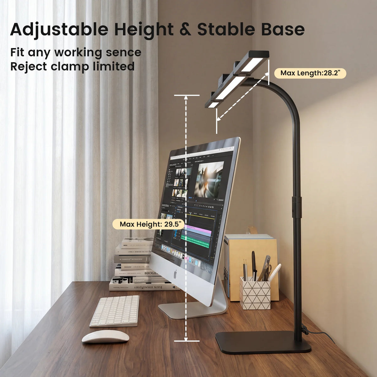 lampe moderne led noir flexible bras articulé interrupteur tactile flux lumineux réglable
