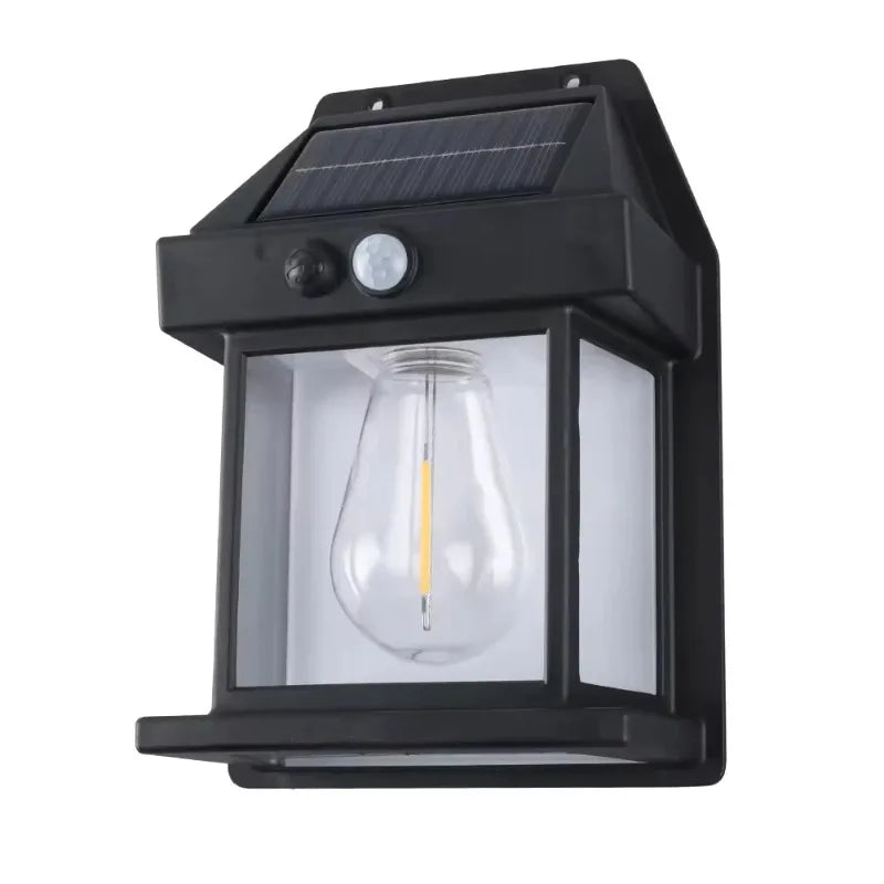 lampe solaire murale moderne détecteur mouvement transparente noir panneau solaire led commutateur autoinstallation ip65