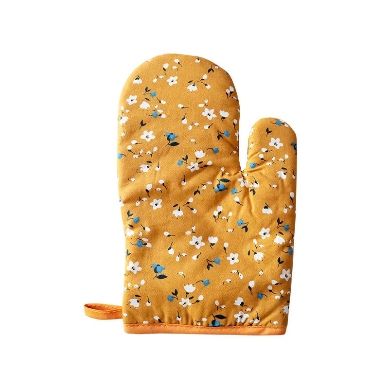 poignées plat gants cuisine antiderapants fleurs bleu vert jaune décoratifs four cuisine festive