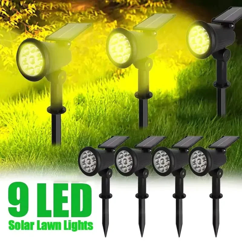 projecteurs solaires led spot noir moderne réglables pelouse extérieurs ip65 étanches lumière verte rouge