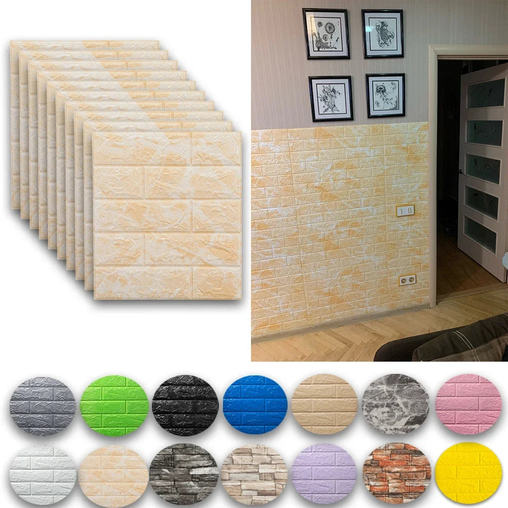 panneaux decoratifs murals adhésifs brique pierre marbre moderne rustique beige gris bleu rose vert