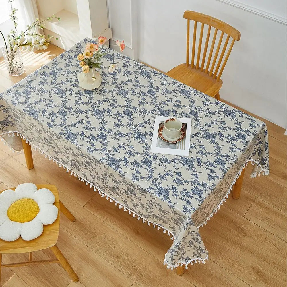 nappe table imperméable chats bleu marine blanche moderne réutilisable tassels cuisine