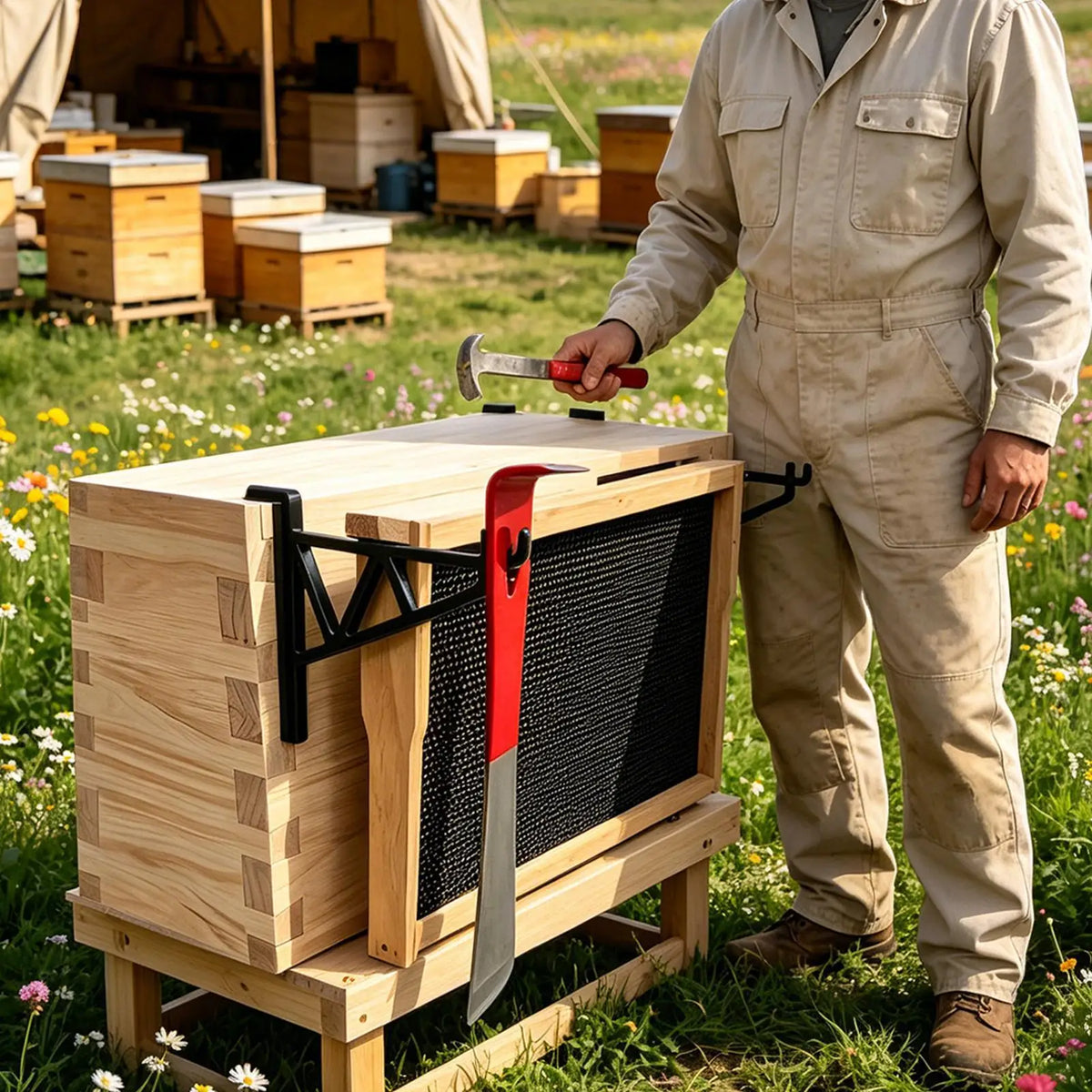 supports cadre d'apiculture vert noir clips multifonctionnels outils d'apiculture couteau grille fixations rapides