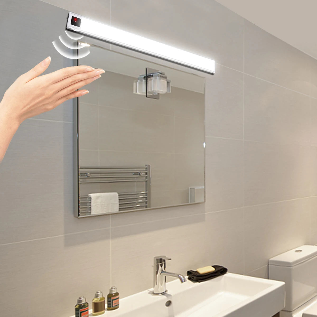 luminaire led rectangle mural adhésif blanc moderne rechargeable capteur mouvement chambre cuisine