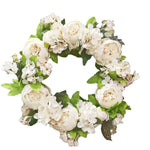 couronne florale vintage rose blanche feuilles vertes fleurs artificielles intérieur mariage table porte